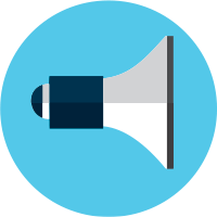 An icon of a megaphone representing advocacy for raising awareness on the potential benefits of immersive media in Singapore