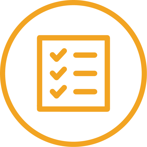 An icon of a circle with a checklist that indicates clearing barriers for the adoption of artificial intelligence in Singapore