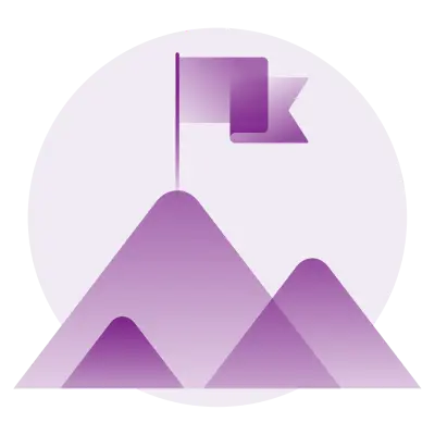 An icon depicting a mountain with a flag on top represents IMDA's mission for Singapore's digital transformation