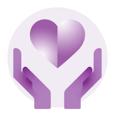 Two hands embracing a heart, representing IMDA's core values, particularly the organisation's focus on digital for life in SG