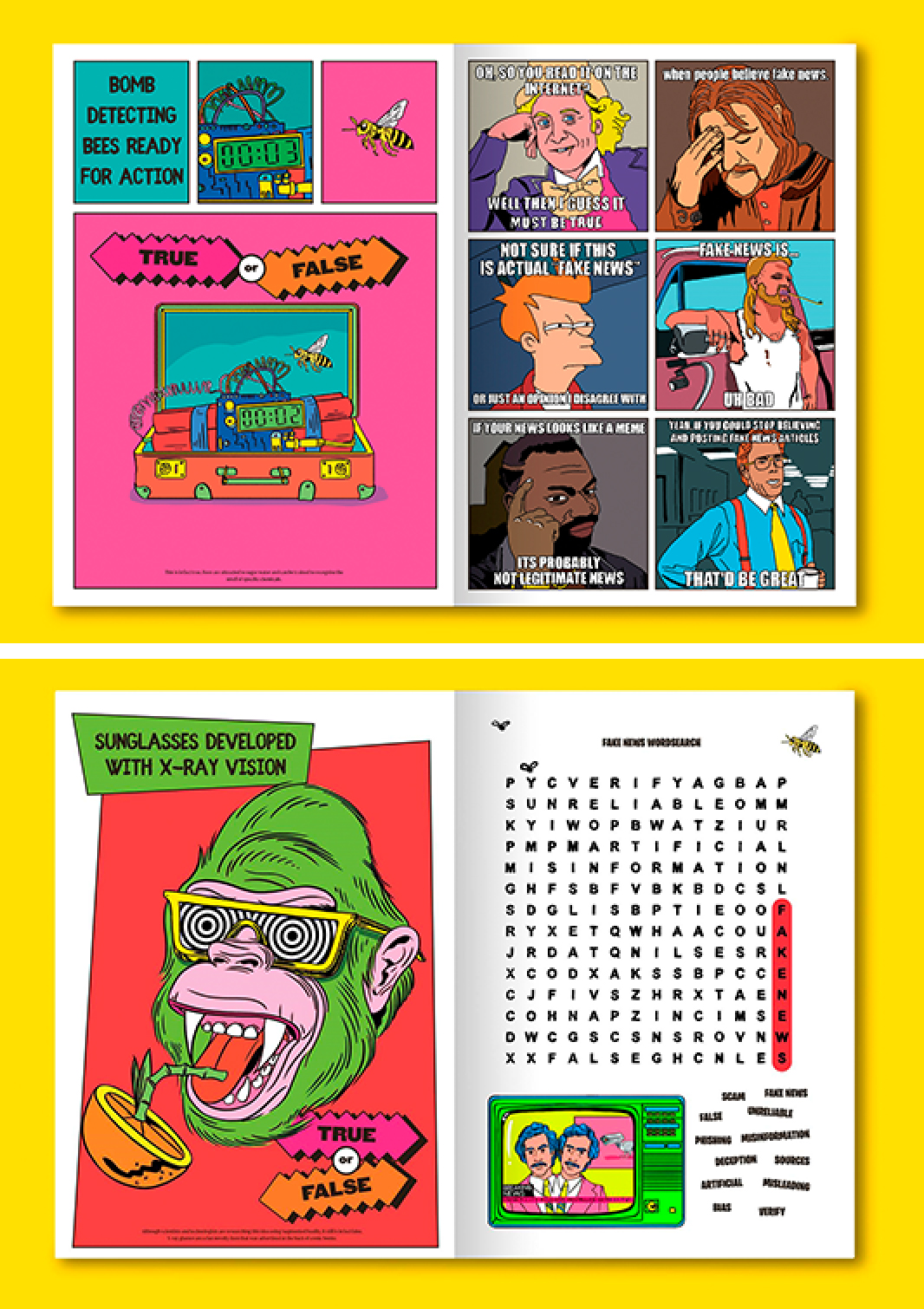 Artworks depicting fake news as part of educating the public and promoting cyber wellness under the Better Internet Campaign