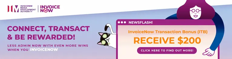 A banner advertising the adoption of InvoiceNow, the Nationwide E-invoicing method for businesses to enable faster digital payments