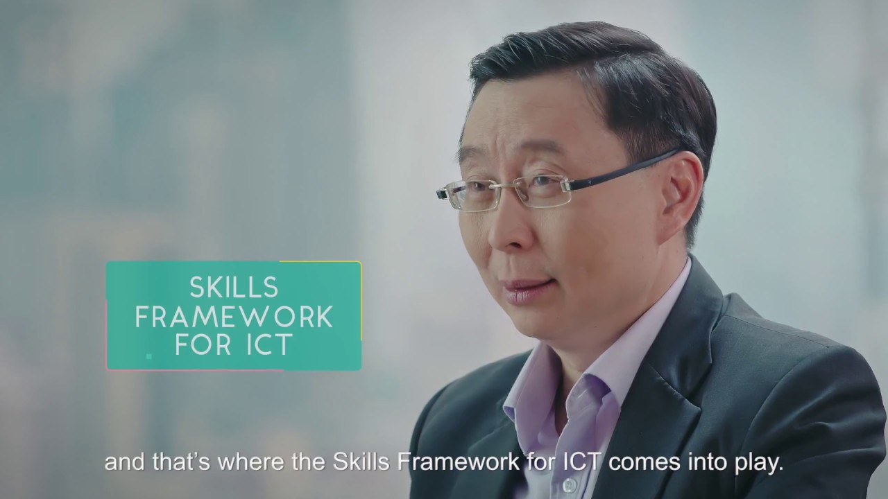 Mr. Bill Chang, CEO of Singtel Group, giving a video testimonial about IMDA's Skills Framework for Infocomm Technology (ICT)