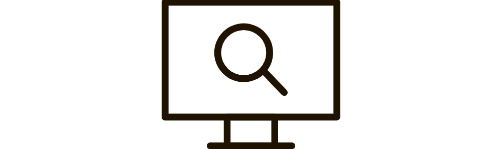 A stylised icon showing a magnifying glass hovering over a computer to represent a tool or software that extracts data or information