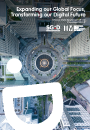 The front cover of IMDA's Annual Report 2018/2019 features a smiley icon set against a top view of tall buildings