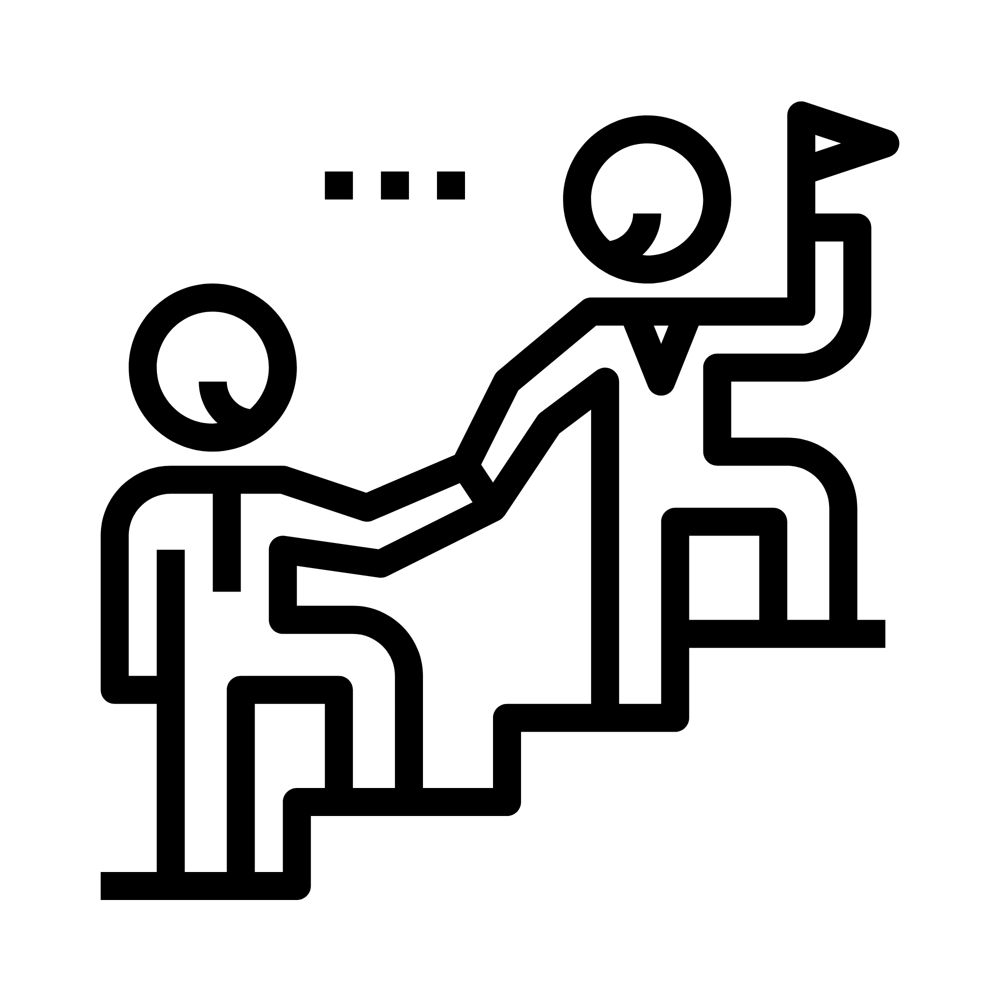 An icon of two men ascending a set of stairs, symbolising their journey towards personal growth and success under the IMDA's AIM Programme
