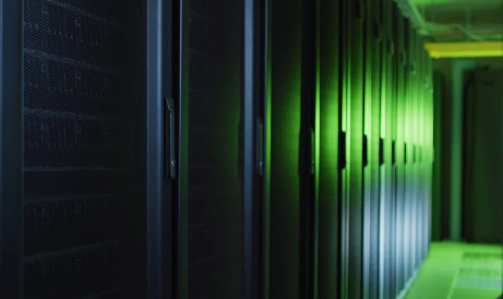 data centre in neon glow