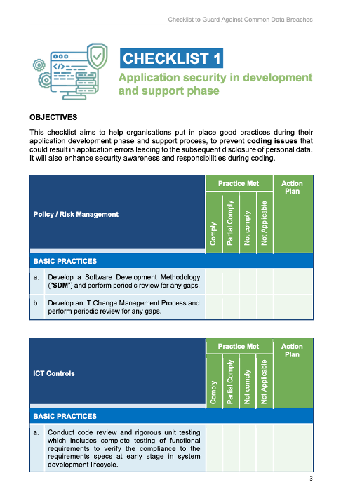 PDPC’s Checklists to Guard Against Common Types of Data Breaches