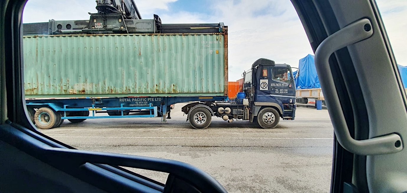 Freight containers seen on Royal Pacific's vehicle