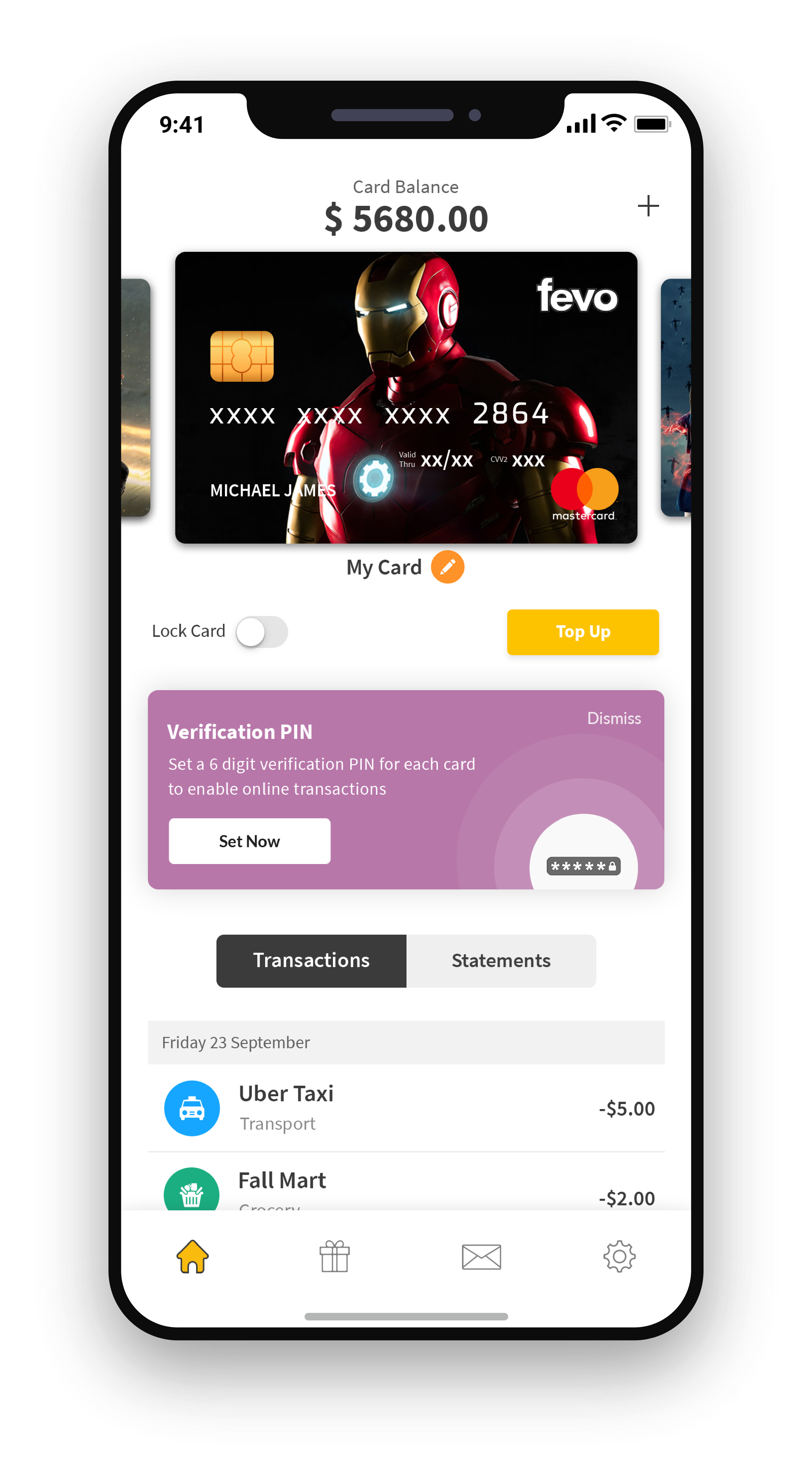 Screenshot of FEVO Prepaid Mastercard® balance on the mobile app, highlighting the IMDA-accredited partnership between EZ-Link and Affle