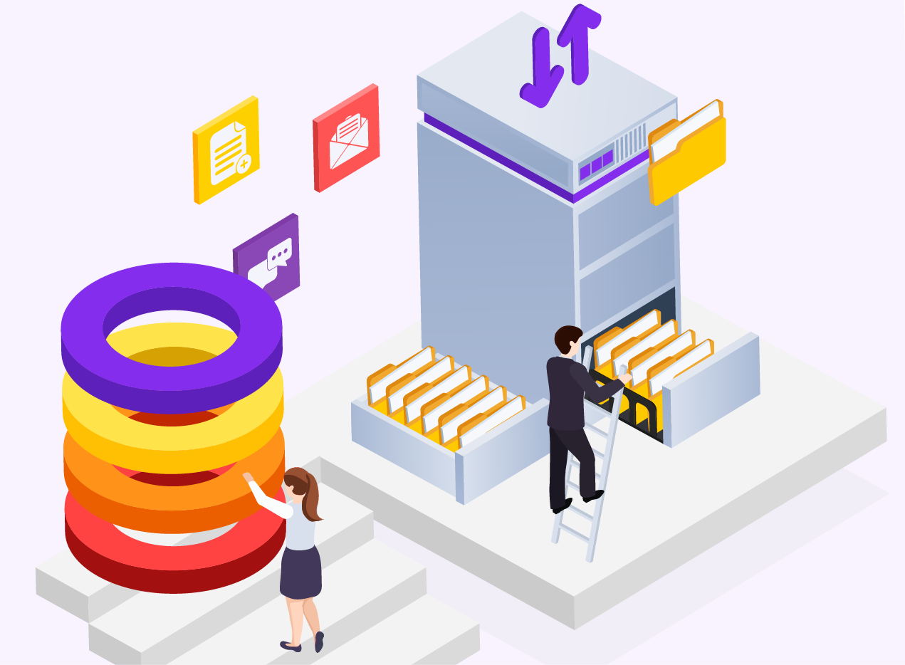 A visual representation of different animated designs, presenting the idea of acquiring new customers with the business intelligence tool