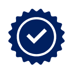 An icon representing the SMEs who are awarded the DPE logo, featuring a circular zigzag badge with a tick mark inside