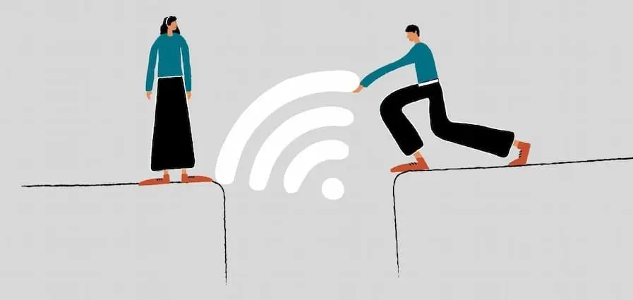 Illustration of 2 people with a Wifi icon