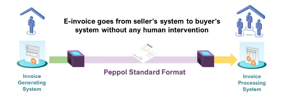 The Peppol standard format for direct transmission of e-invoices, contributing to the nationwide e-invoicing framework