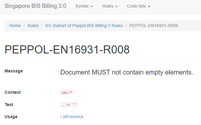 SG Peppol BIS Billing 3.0 rules: Peppol-EN16931-R008