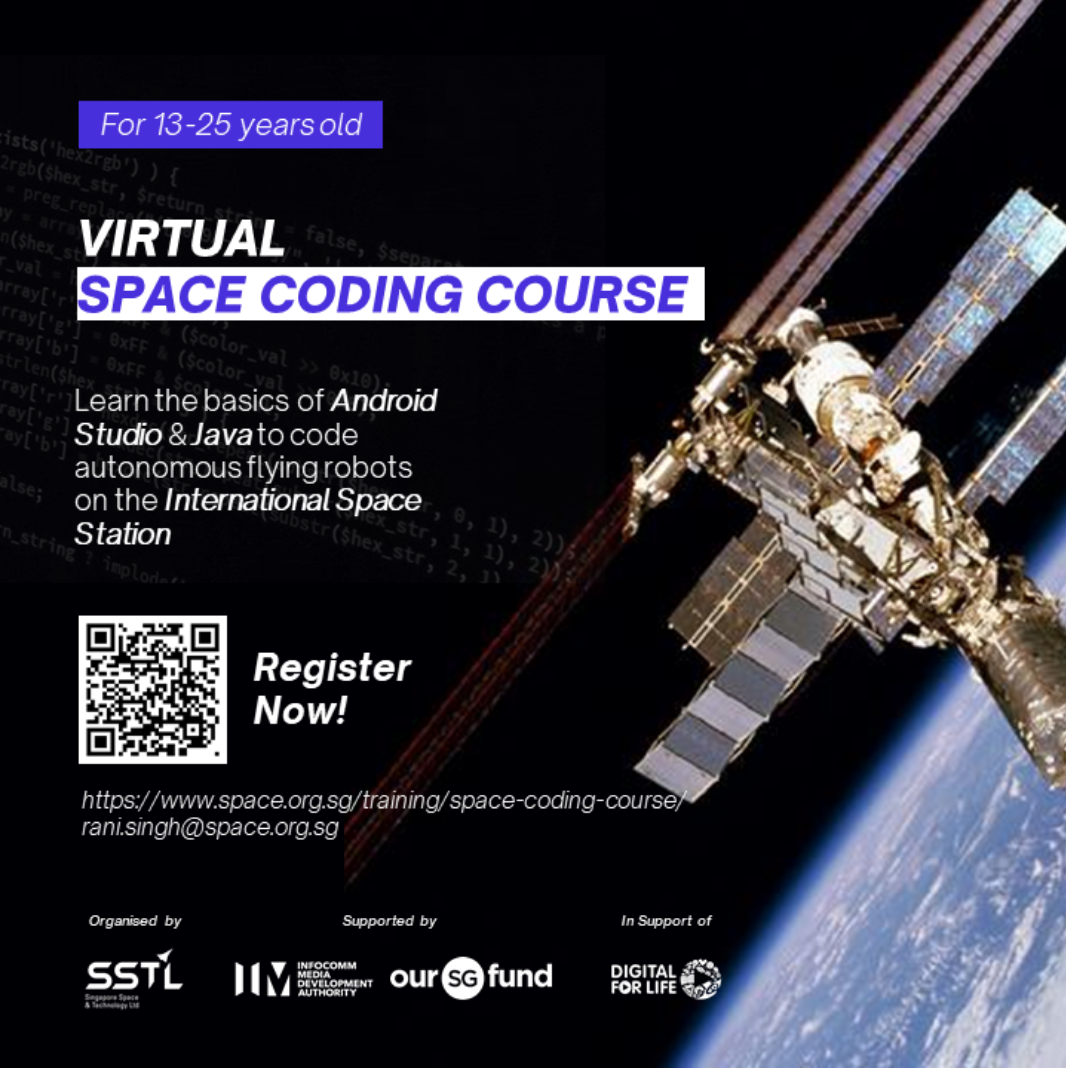 Digital for Life Fund Project: Promotional banner of the SSTL Space Coding Course's virtual space coding programme