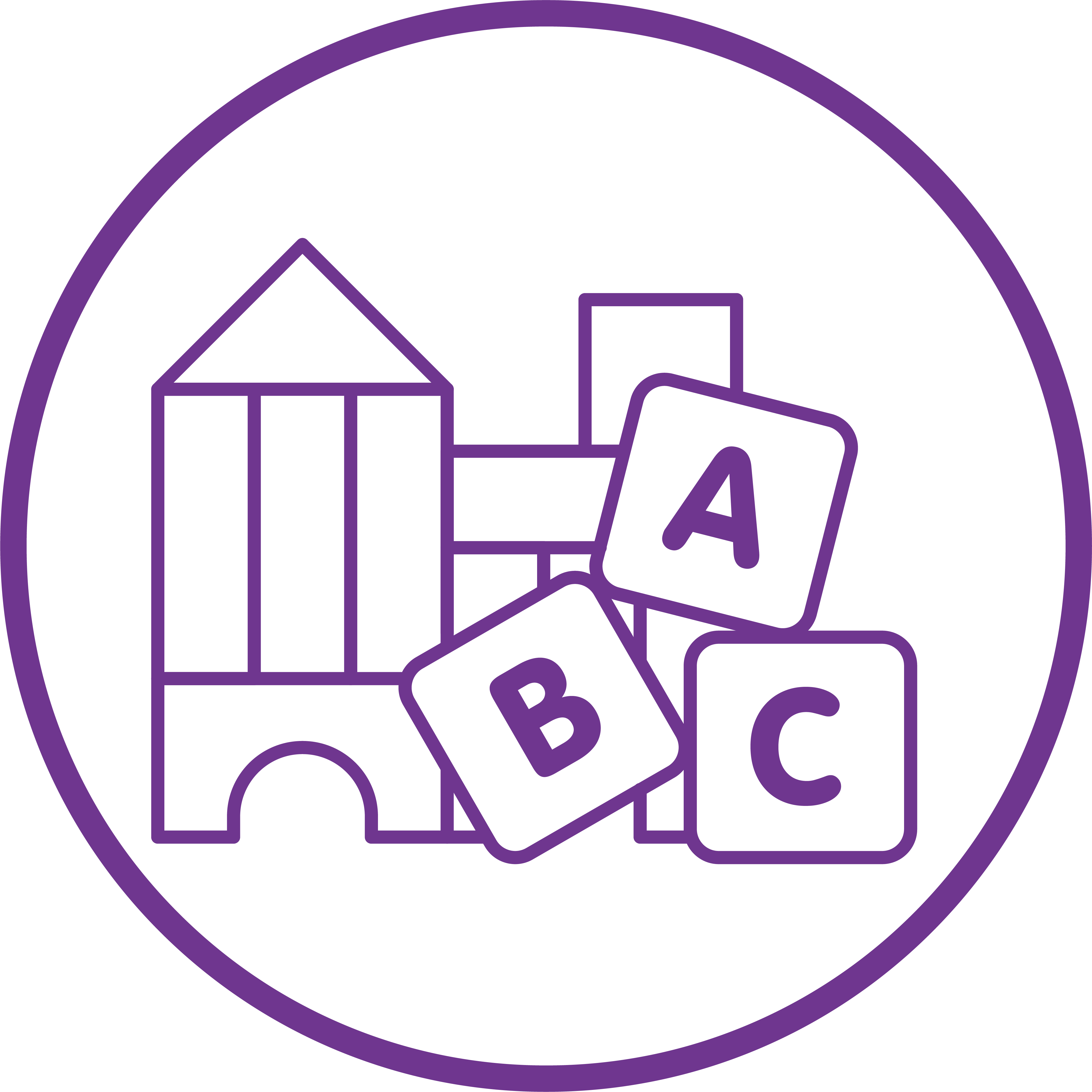 Sector-specific Industry Digital Plans: An icon representing the early childhood sector with alphabet blocks and a playhouse illustration