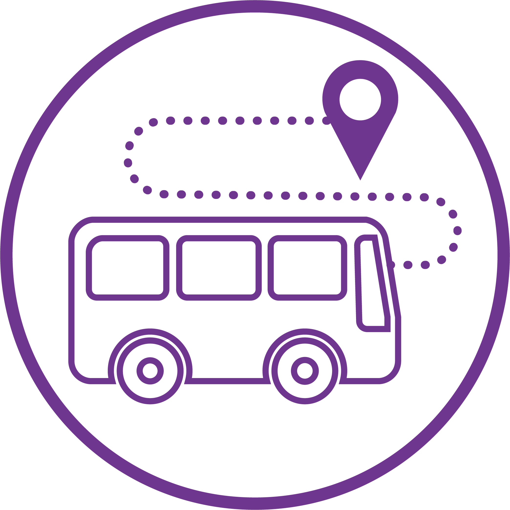 Sector-specific Industry Digital Plans: An icon representing the land transport sector depicting a bus with a location pin illustration