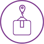 Sector-specific Industry Digital Plans: A logistics sector icon that depicts a location pin and a delivery package illustration