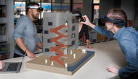Architects wearing VR headsets to experience different spaces in the proposed building design, expanding residential design possibilities
