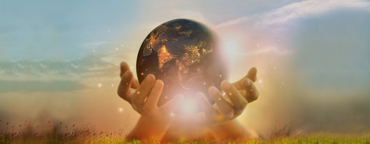 Hands embracing the world globe