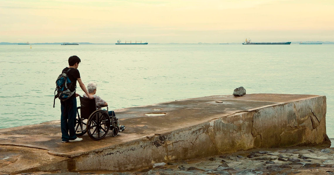 A scene from the Singaporean film 'Sandcastle', showing a contemplative moment in the coming-of-age story.