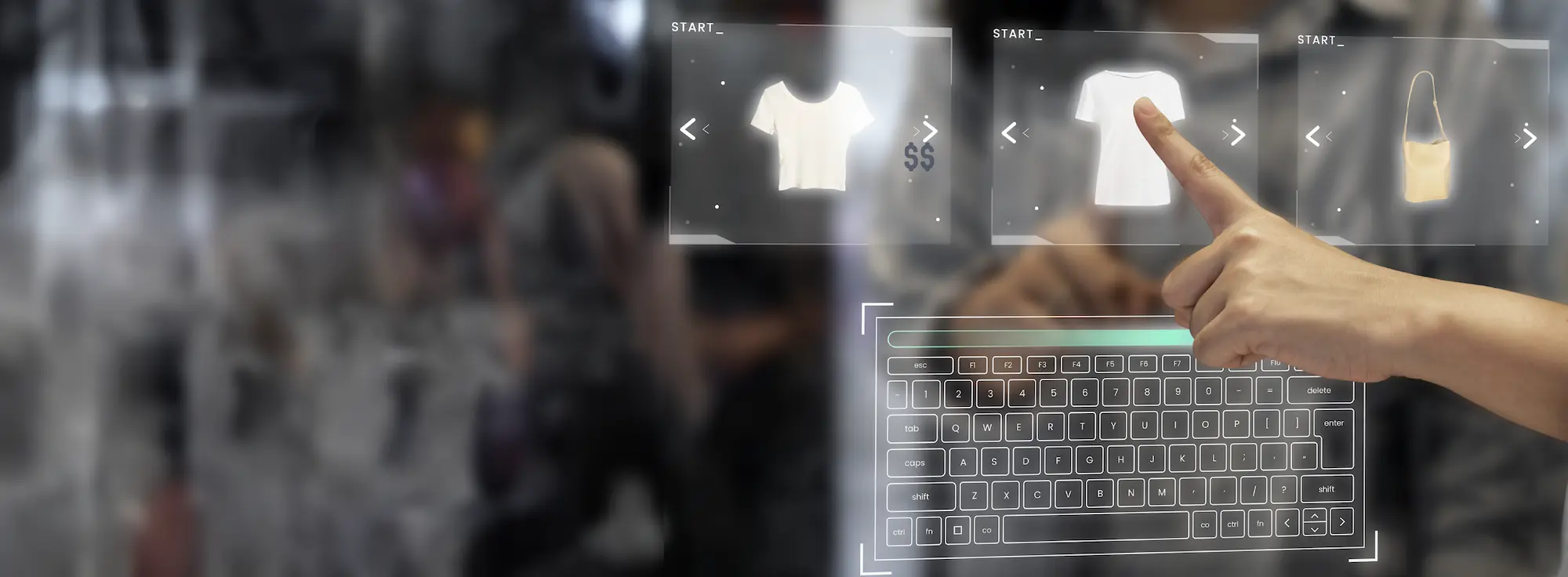 An image showing a person doing virtual online shopping.